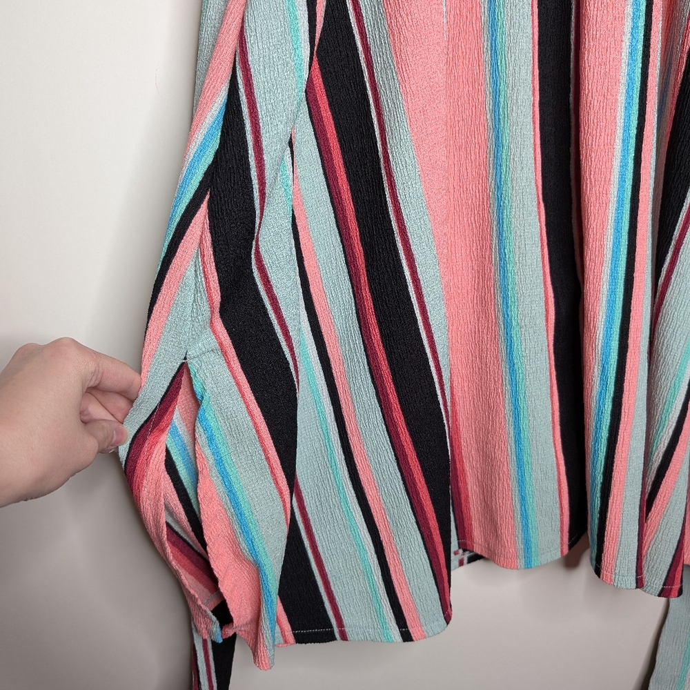 Lane Bryant Women's Pastel Multicolor Button-Front Belted Midi Dress Size 14/16 - Picture 11 of 16